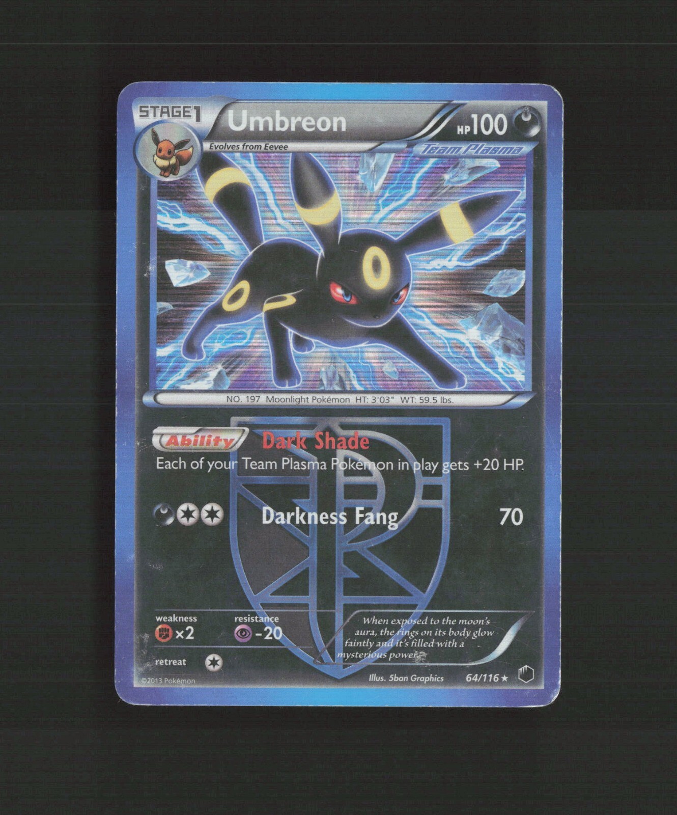 Umbreon 64/116 BW Plasma Freeze Holo Rare Pokemon Card DMG