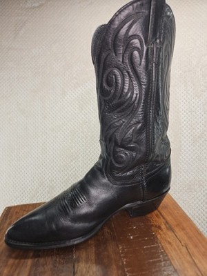 Code West Men's 9.5 M Black Cowboy Boots All Leather #7020 USA Great Condition