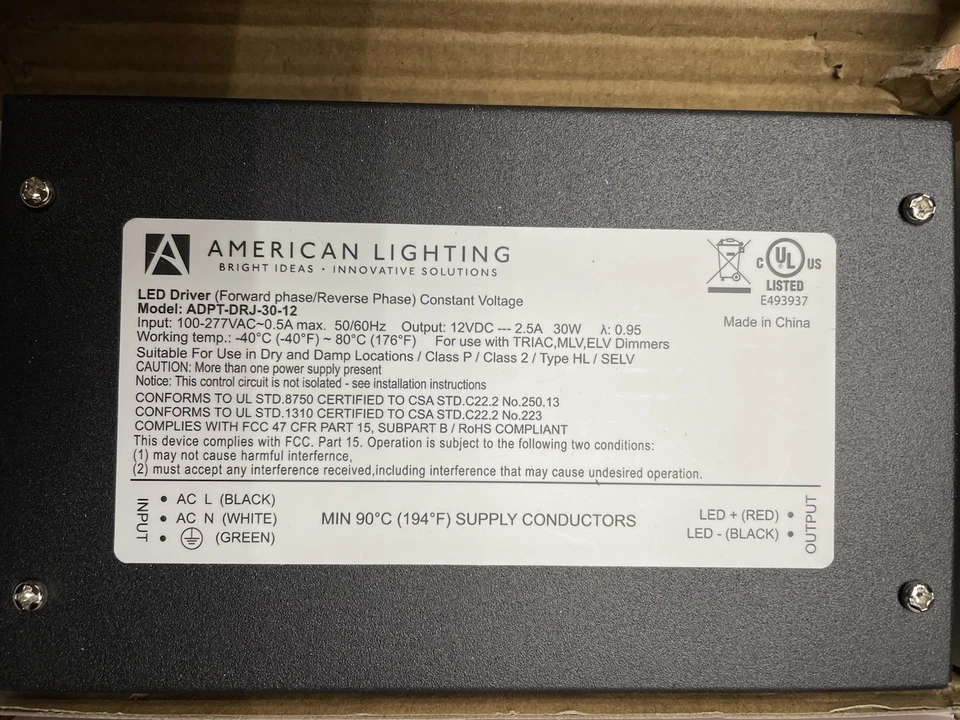 3x American Lighting ADPT LED Driver 30W Dimmable 120-277V Input / 12V DC Output - Image 2 of 3