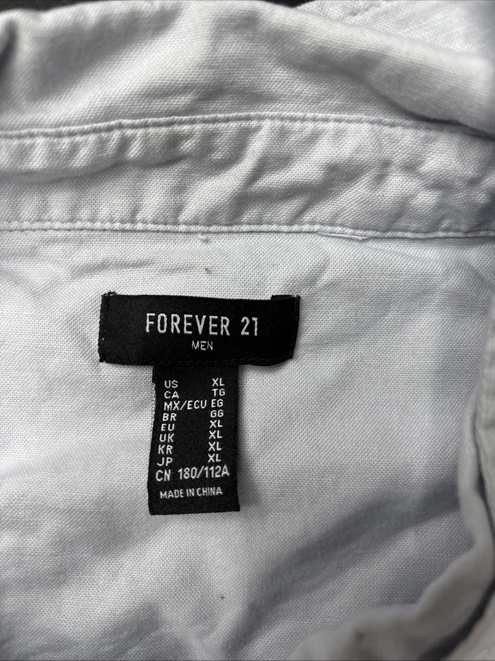 Men’s Forever 21 XL Light Blue Button-up Short Sleeve Shirt - Image 2 of 3