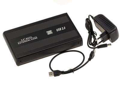 Externes USB-Gehäuse für 3.5 SATA-Festplatten mit externer Stromversorgung. A...