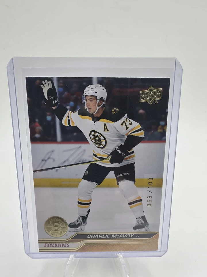 2023-24 Upper Deck Series 1 Exclusives /100 Charlie McAvoy #14 - Image 3 of 4