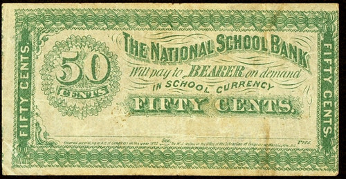 US 50¢ National School Bank Classroom Currency  Early Educational Practice note
