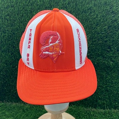Vintage Buccaneers Hat Tampa Bay Rare AJD Lucky Stripes Orange White Old Logo