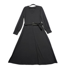 Simply Vera Vera Wang Belted Knit Midi Dress XL Black Long Sleeve Stretch