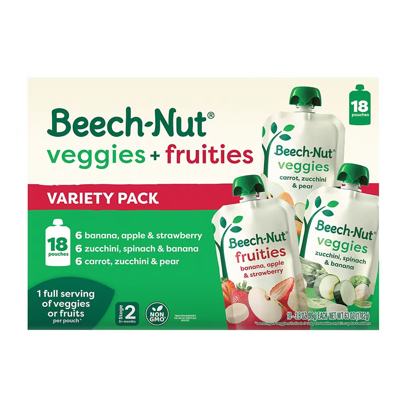 Beech Nut Stage 2 Baby Food Pouches Variety Pack 18 Pack 35 Oz Veggies Fruities