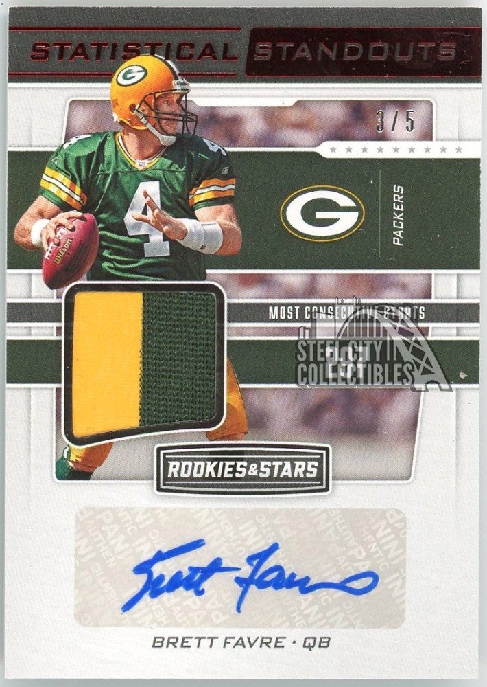 Brett Favre Autographed Signed 2019 Rookies & Stars Stat. Standouts Patch Autograph Card #SS-BF 3/5 