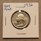 1936 Washington Quarter Silver Very Fine Circulated US Coin 25C
