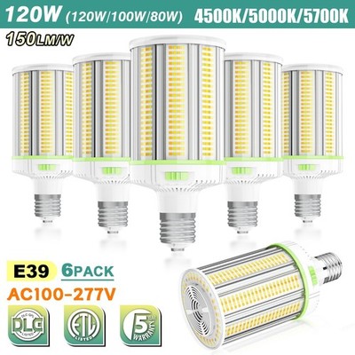 120W LED Corn Lighting 6Pack 4500K/5000K/5700K for Warehouse Parking lot Shoebox