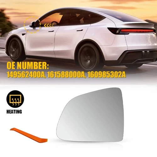 Mirror Glass Replacement Heated w/Backing Side LH For Tesla Model Y 2020-2025