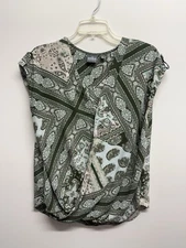 SOHO NY & Co JEANS Women’s Sz M Paisley Print  V-Neck Surplice Blouse Top Shirt