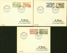 France 1953 - Lot of 3 FDC . Mi Nr.: 978/983.  Sports . Scarce¡¡¡.(EB) MV-14769