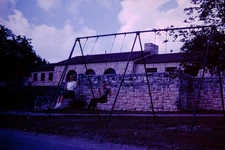 JUN 1964 Meridian State Park Swings Building Texas  Kodachrome Slide BY-G