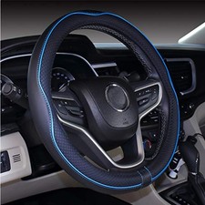 Steering Wheel Cover 14.5-15 In Black Blue O-shape Microfiber Leather Anti-slip Steering Wheel Cover 14.5-15 In Black Blue O-shape Microfiber Leather Anti-slip