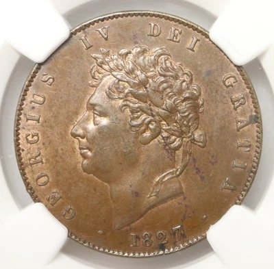1827 - Great Britain - Half Penny - George IV - NGC MS62BN - Bild 1 von 4