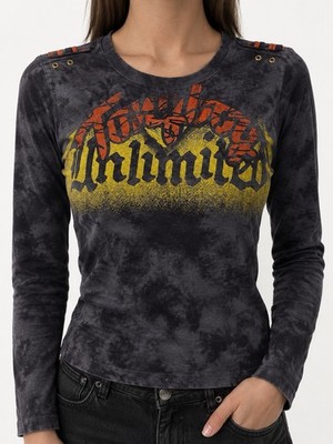 T-Shirt Top Grau Vintage Y2K Grunge M
