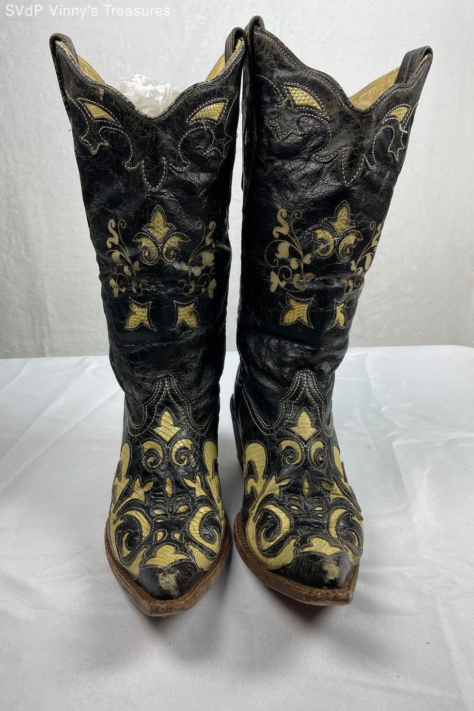 Corral Black Python Inlay Pointed Toe Cowboy Boot… - image 1