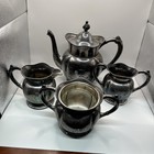 VINTAGE SUPERIOR SILVER CO. TEA SET 4 PIECE SET QUADRUPLE GILT 600 VINTAGE RARE — photo 1