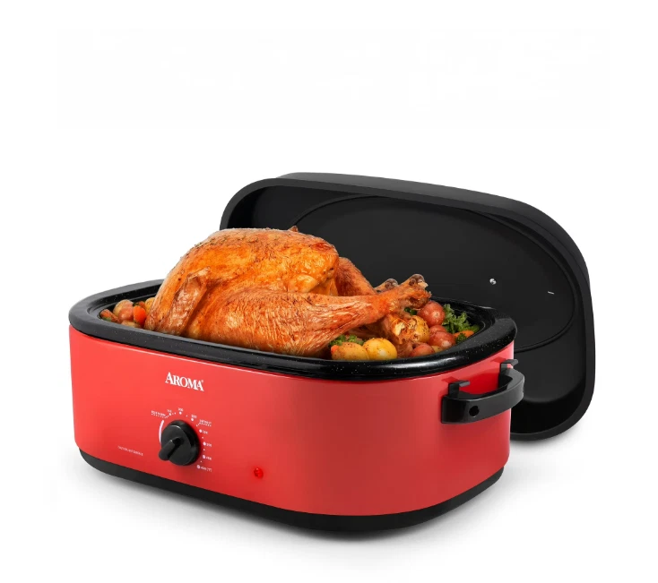 Horno Tostador Eléctrico Aroma 18Qt ART-718RH Granito Esmalte Tapa Cúpula Alta Rojo Foto 2 de 4