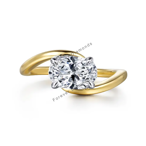 14k Gold Multi Tone 1.50 Ct IGI Oval Cut Lab Created Diamond Engagement Ring - Picture 3 of 13