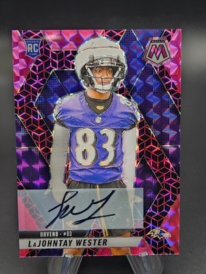 LaJohntay Wester 2025 Panini Mosaic Pink Spectris FOTL Rookie Auto /30