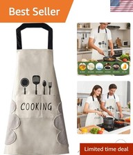 Women Kitchen Apron with Hand Wipe Pockets，Big Pocket,Hand-wiping, Waterproof...
