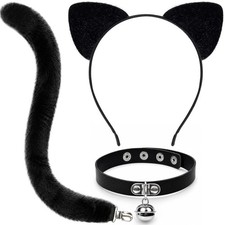 3 Pcs Cat Ears and Tail, Black Cat Costume for