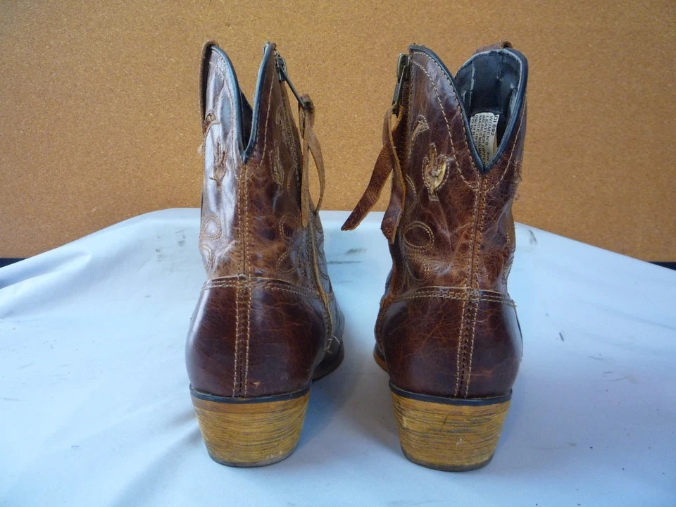 Botas DINGO Para Mujer 6 W Cuero 7" Western Cactus Cremallera Lateral AMPLIAS Rodeo Marrón Foto 4 de 4