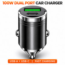 100W Dual Port Fast Car Charger Mini USB Type-C PD Phone Socket For iPhone