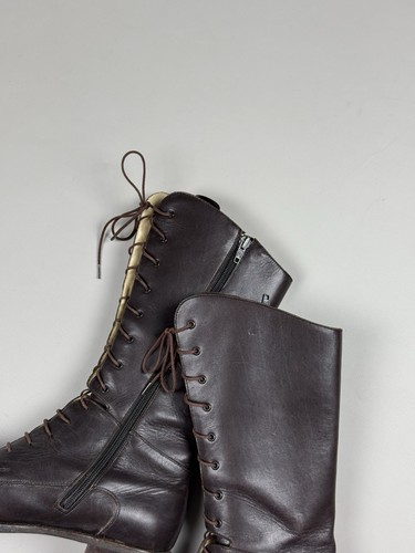 Paraboot Ladies Tall Lace Calf Combat Leather Boots Shoes Size US 7.5 EU 37.5 - Picture 4 of 21