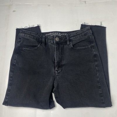 American Eagle Women's Hi-Rise Jegging Black Denim Jeans Size 8 Short Cropped