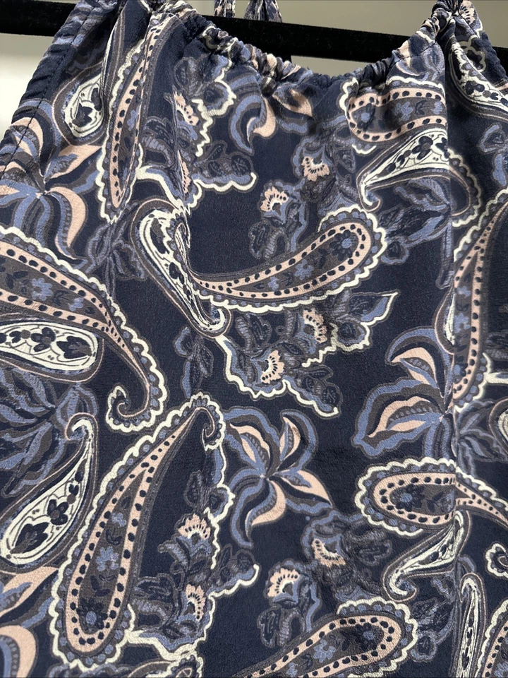 Espléndida Camisola Halter Azul Marino Cachemira 100% Seda Talla M Foto 2 de 4