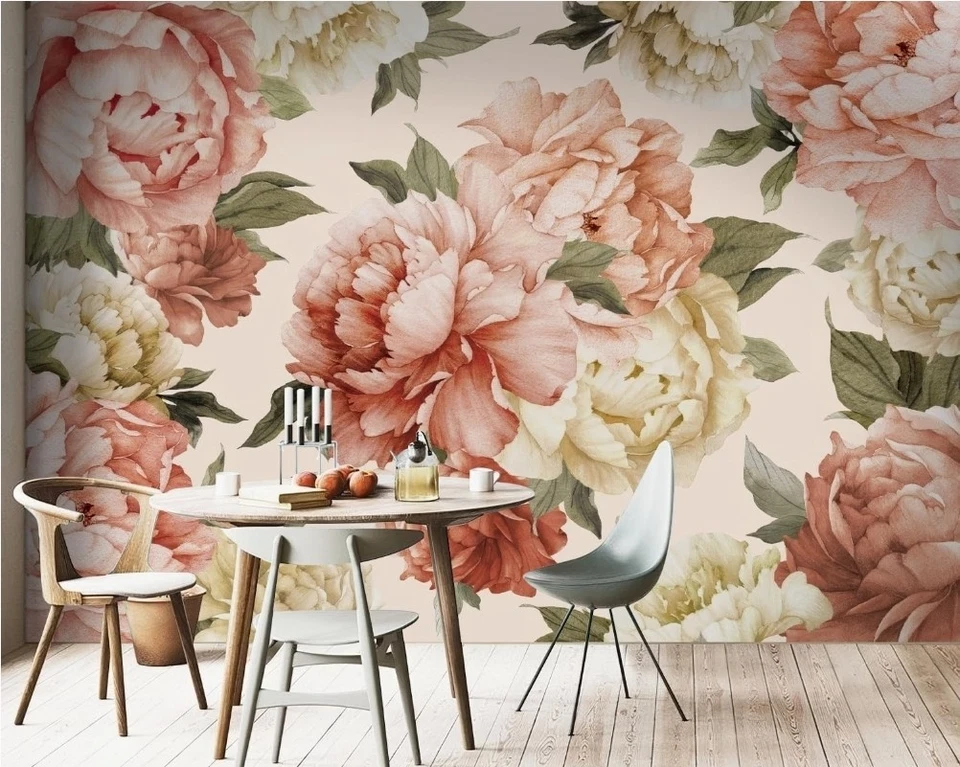 Watercolor Pink Peony Boho Blush Floral Wallpaper 141"×96" Flower Bouquet - Image 2 of 4