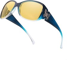 Night Vision Driving Glasses for Women, Polarized Yellow Lens Nighttime Glass...