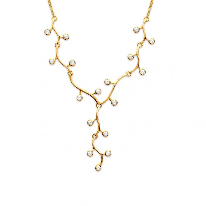 Collier cravate Lianes en or et zirconium, le cadeau d'anniversaire idéal pour elle