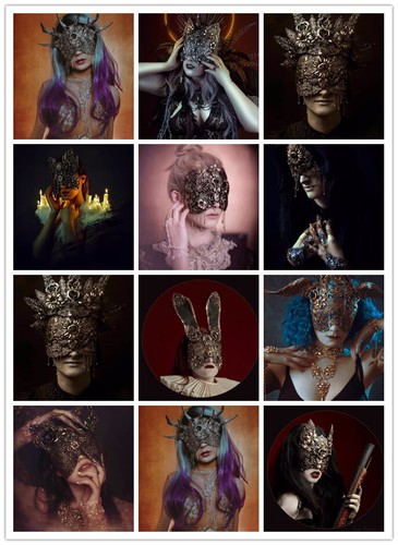 High-End Handmade Venice Bronzing Lace Lady Mask Halloween Christmas Masquerade - Picture 6 of 14