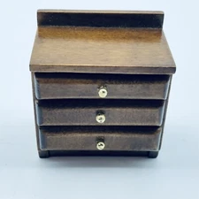 Vintage Dollhouse Miniature Wood Wooden Three Drawer Chest
