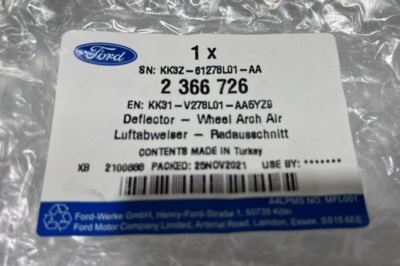 Genuine Ford Transit TTG/TTS LH Wheel Arch Air Deflector 2366726  