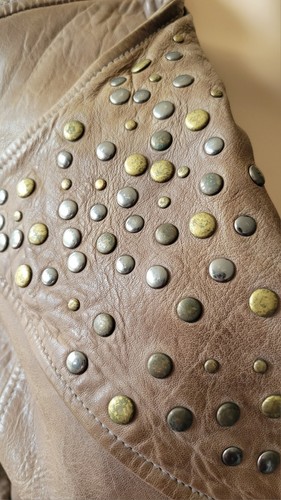 NEW William Rast Studded Biker Style Brown Leather Jacket NWT M - Picture 6 of 12