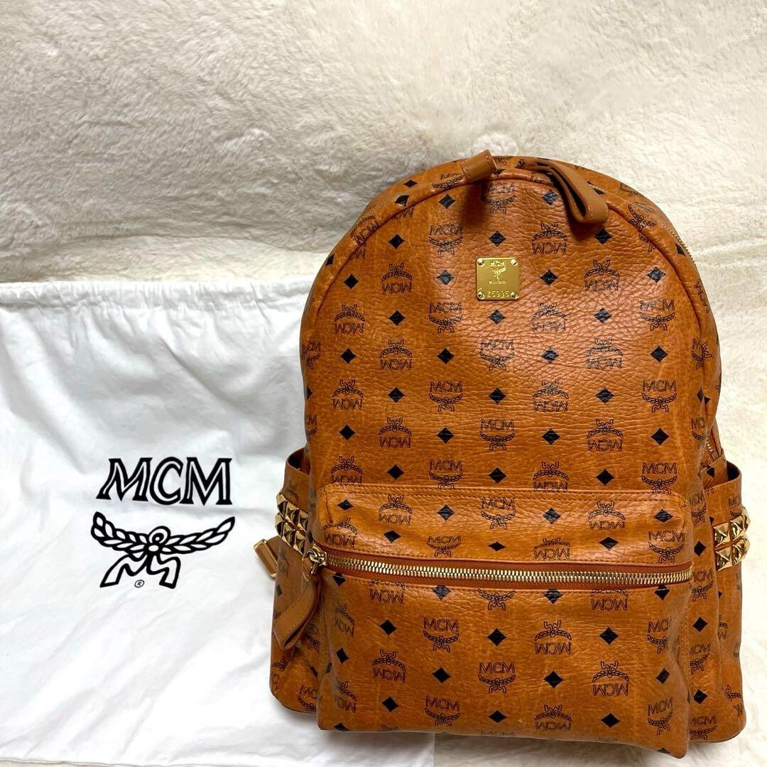 MCM Backpack Daypack Side Studs Brown x Gold Used | eBay MCM Backpack Daypack Side Studs Brown x Gold Used | eBay