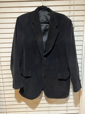 Circle S Texas Western Black Corduroy Blazer Sport Coat - Size 44L