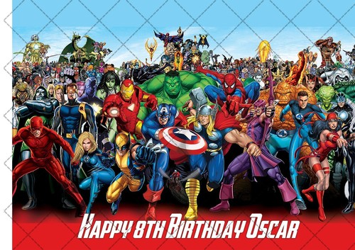 Marvel Avengers Superhero Rectangle Square A4 A3 Edible Icing Cake Topper - 第 2/2 張圖片