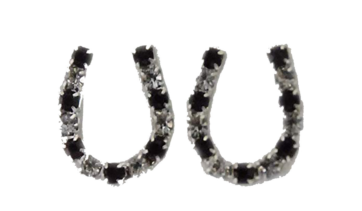 Завершающий штрих - Серьги в виде подковы - Прозрачная имитация родия цвета черного как смоль
