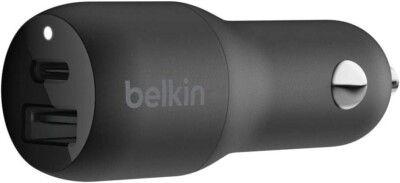 Belkin 37 Watt Dual USB Car Charger - Power Delivery 25W USB C Port & 12W USB A