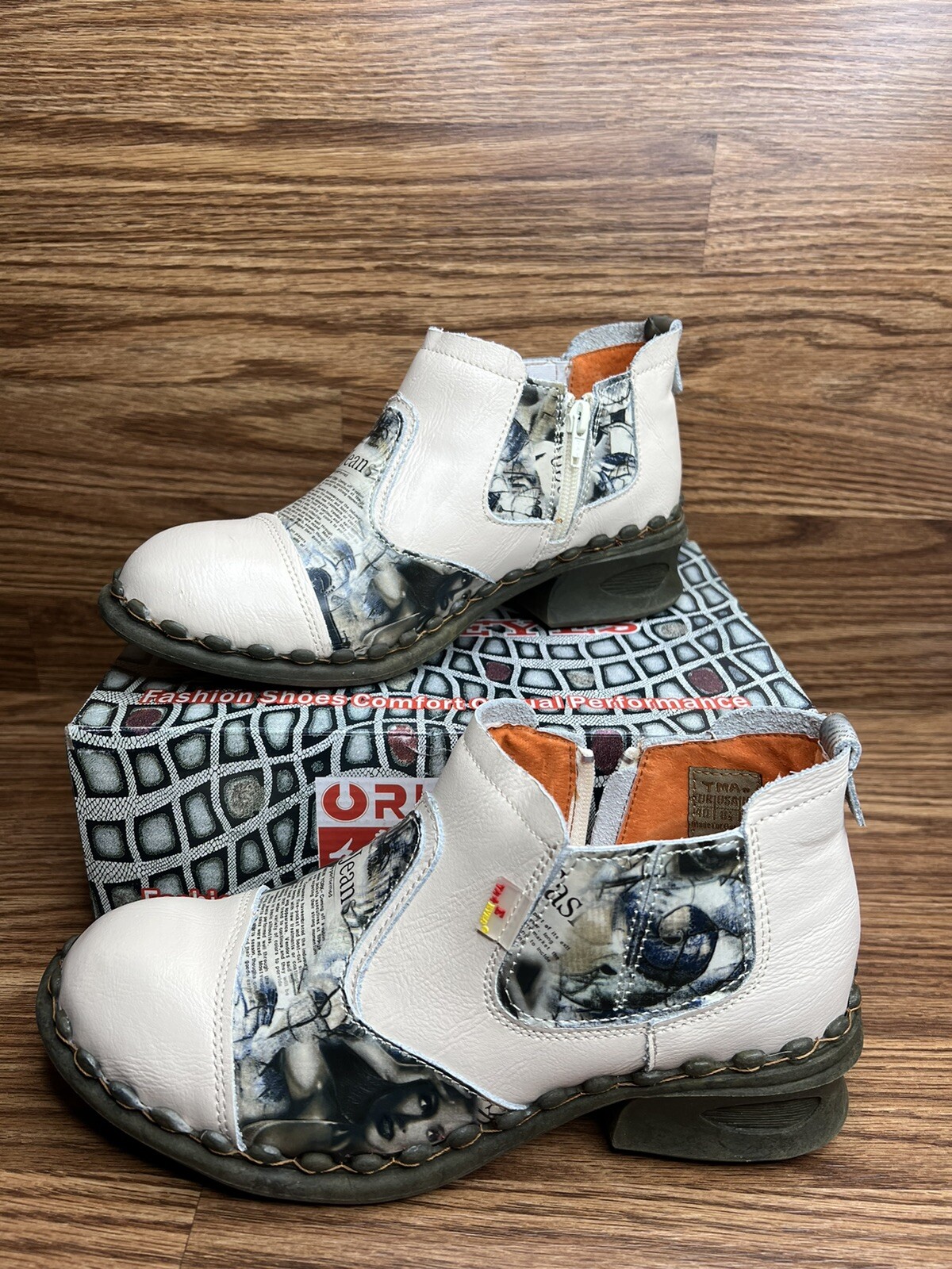 Women's Leather Ankle Booties Casual Shoes Pull on with Zipper for Outdoors