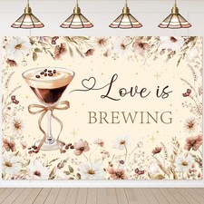 Love is Brewing Backdrop Floral Coffee Theme Bridal Shower Background Coffee ...