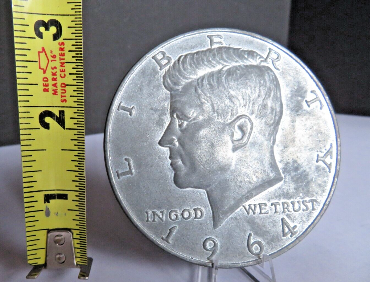 1964 Vintage Kennedy Half Dollar *VIDEO* 3 Inch Metal Coin