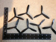 Lot of 7 RC Model Airplane Black Nylon 3 Blade Propellers 2.5" Blade NOS