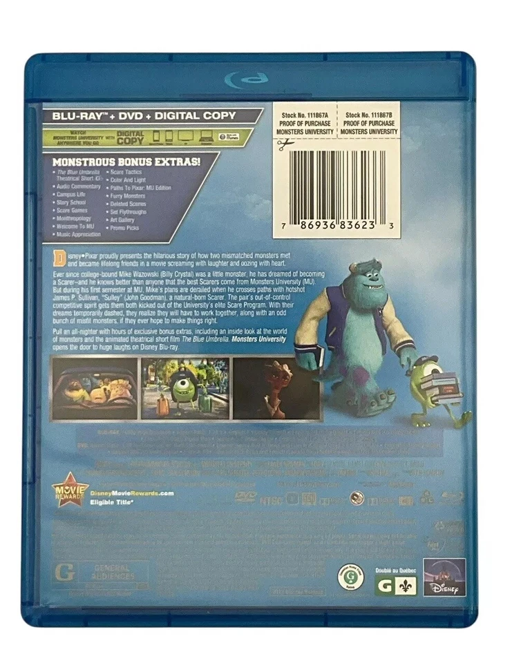 Monsters University (Blu-ray, DVD & Digital 2013) Includes Code And Slip Cover - Image 2 of 4