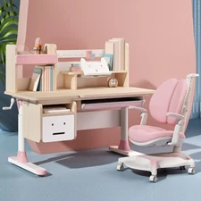 Wooden Adjustable Height Kids Study Desk with Chair Drafting Table Computer